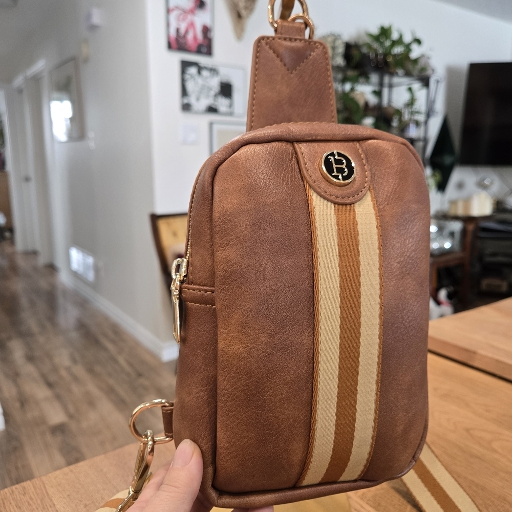 Bostanten Brown Pleather Sling Bag